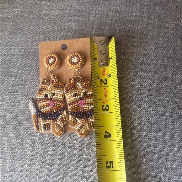 Beaded Yorkshire Terrier Earrings - Picture 4 of 4